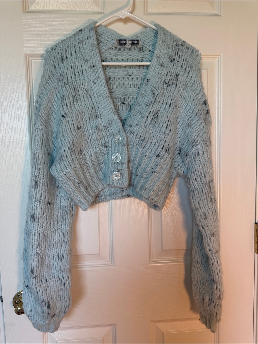 Urban Outfitters Powder Blue Cropped Button-Up Cardigan
